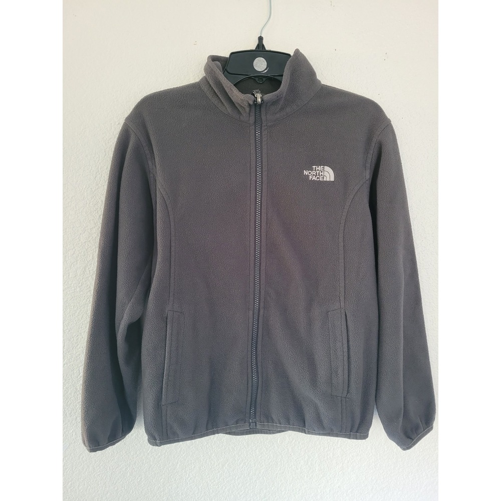 The North Face Boys Gray Full Zip Fleece Jacket‎ Mock Neck Size Medium 10/12 #5
